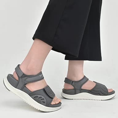 ONCAI Walking Sandals Women,Arch Support Hiking Sandals for Women 2025 with Orthotic Outdoor Plantar Fasciitis,Water Athletic Platform Sandalias Mujer with Adjustable Straps Grey/White Size 8 - Image 8