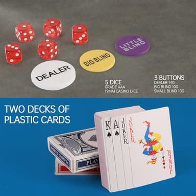 LUOBAO 500Pcs Poker Chips Set for Texas Holdem,Blackjack, Tournaments with Aluminum Case,2 Decks of Cards, Dealer, Small Blind, Big Blind Buttons and 5 Dice,11.5 Gram - Image 4