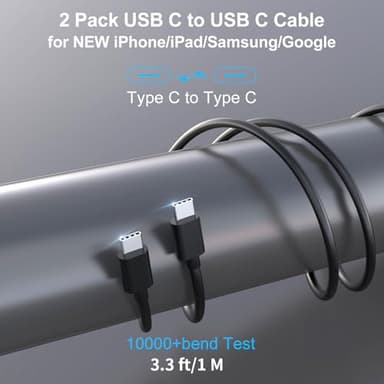 2 Pack 90W USB C Car Charger Super Fast Charging for iPhone 17 Pro Max/Air/16/15/iPad, Samsung Android Phone, Dual 45W PD Port Auto Accessories, 12V Cigarette Lighter Adapter with 3.3 ft Type C Cord - Image 5