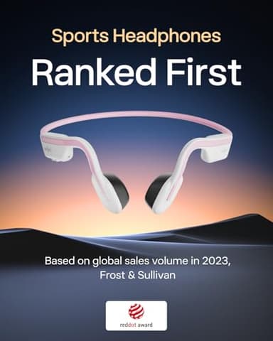 SHOKZ OpenMove - Open-Ear Bluetooth Sport Headphones, Bone Conduction Wireless Earphones, Sweatproof for Running and Workouts, with Sticker Pack (Pink) - Image 2