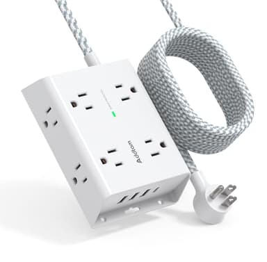 15Ft Long Surge Protector Power Strip, Addtam Extension Cord with 8 AC Outlets and 4 USB Ports(1 USB C), 3-Side Outlet Extender Strip, Flat Plug, Wall Mount, Dorm Home Office Essential, ETL Listed - Image 1