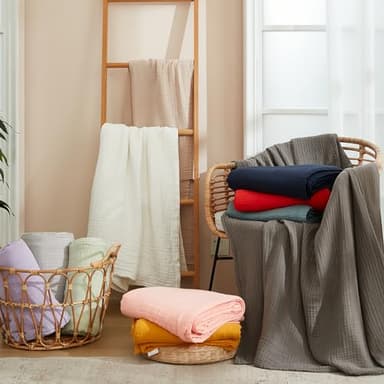 EMME Muslin Throw Blanket 100% Cotton Blankets for Couch Breathable Gauze All Season Soft and Lightweight Pre-Washed (Teal, 50"x70") - Image 9