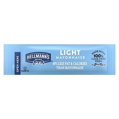 Hellmann's Light Mayonnaise Stick Packets Easy Open, Condiment for Sandwiches, Salads, Mayo Made with 100% Cage Free Eggs, Gluten Free, 0.38 oz, Pack of 210 - Image 1