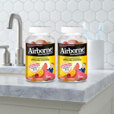Airborne 750mg Vitamin C Gummies for Adults, Immune Support Gummies with Powerful Antioxidants VIT C & E, Caffeine Free - 2x63ct Bottle (42 Servings), Assorted Fruit Flavor - Image 12
