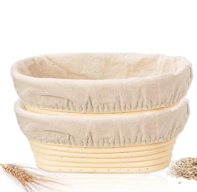 Banneton Bread Proofing Basket, 2 Pack 10 Inch Oval Sourdough Proofing Basket, Sourdough Bread Baking Supplies for Making Baking Fermentation Food Storage Tools - Image 1