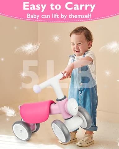 Colorful Lighting Baby Balance Bike for 1 Year Old Girls, Toddler Toys for 1 Year Old Girls Gifts, First Bike with Music and Soft Seat, 12-24 Month Toddler Balance Bike, First Birthday Gifts - Image 7
