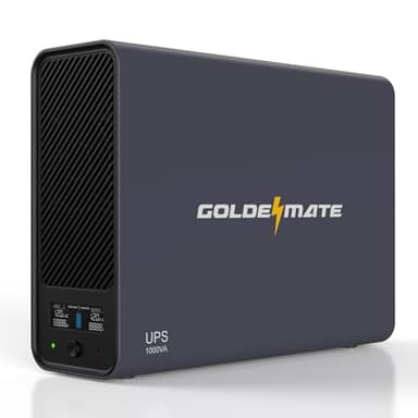 GOLDENMATE 1000VA/800W Lithium UPS Battery Backup & Surge Protector, Backup Battery Power Supply with LiFePO4 Batteries(230.4 Wh), Sinewave UPS System, 10 Years Lifespan, 8 Ports, LCD Display, Gray - Image 1
