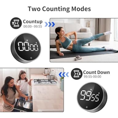 VOCOO Digital Kitchen Timer - Magnetic Countdown Countup Timer with Large LED Display Volume Adjustable, Easy for Cooking and for Seniors and Kids to Use (Space Grey) - Image 6