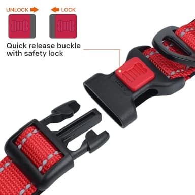 Taglory Reflective Dog Collar with Safety Locking Buckle, Adjustable Nylon Pet Collars for Large Dogs Female Male, Red, L - Image 3