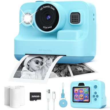 Dylanto Kids Camera Instant Print,1080P Kids Instant Cameras That Print Photos,Christmas Birthday Gifts for Girls Age 3-12,Portable Toy for 3 4 5 6 7 8 9 10 Year Old Girls Boys-Blue - Image 1