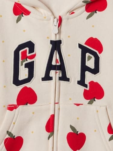 GAP Baby Girls Logo Full Zip Hoodie Hooded Sweatshirt, Ivory Frost, 4YRS - Image 3