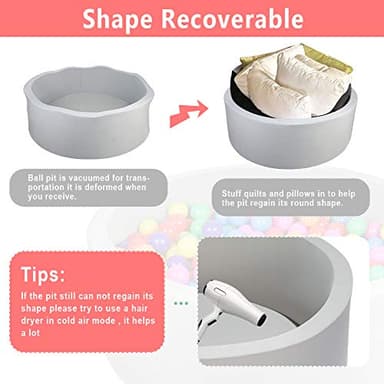 TRENDBOX Foam Ball Pit, 36" x 12" Indoor Outdoor Soft Round Ball Pool Playpen Ideal Gift Toy for Babies Kids and Toddler Children (No Balls) - Light Gray - Image 6