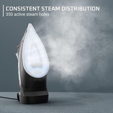 Rowenta Access Stainless Steel Soleplate Steam Iron with Retractable Cord, Powerful Steam Diffusion, Auto-off and Anti-Drip, 1725 Watts, Black Clothes Iron, DW2459 - Image 2