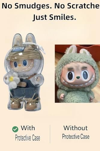 Howgoody Protective Case for Labubu Standing Figure(Macaron to 3.0) - Clear Collector Storage Box with Silicone Strap,Dustproof Scratch-Resistant for Standing Series (Figure Not Included) - Image 3