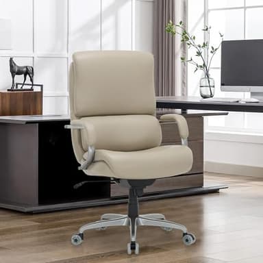 COLAMY Big & Tall Office Chair 400lbs Wide Seat- High Back PU Leather Executive Computer Desk Chair for Heavy People, Large Office Chair with Metal Base & Ergonomic Back Support- Black - Image 8
