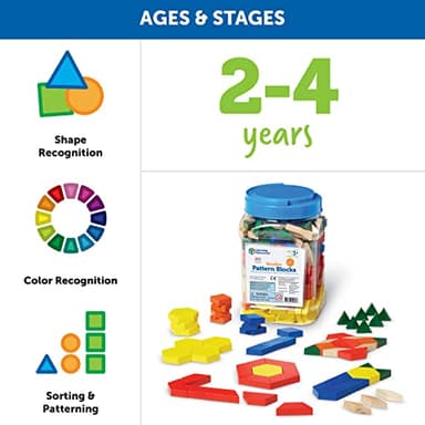 Learning Resources Wooden Pattern Blocks, Early Math Concepts, Pattern Blocks for Classroom, Set of 250, Ages 3+ - Image 6