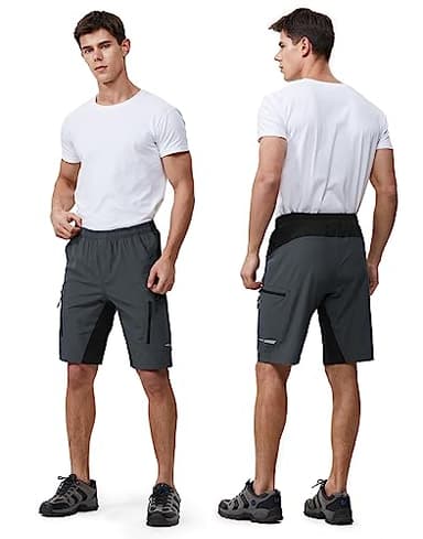 Ally Men's Mountain Bike Shorts 4D Padded Lightweight Loose-fit with Zipper Pockets for Biking Cycling Bicycle Riding Biker (Attached-pad DK Grey, X-Large) - Image 2