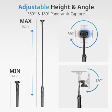 UBeesize 62'' Magnetic Selfie Stick Phone Tripod with Wireless Remote, Extendable Cell Phone Tripod Stand, Compatible with MagSafe, Cellphone Tripod for iPhone 17 16 15 14 13 12 and Android Phones - Image 2