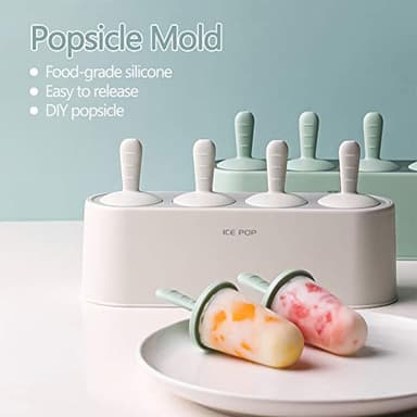 Popsicle Mold Set 4 Pieces Homemade Silicone Popsicle Maker Easy Release Ice Cream Molds Reusable DIY Pop Molds (Green, IcyClassic Pops) - Image 2