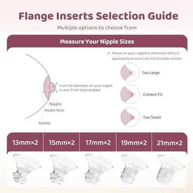 Nursi Luna Flange Sizing Kit 3 in 1 with 10PCS Flange Inserts 13/15/17/19/21mm, Silicone Flanges Insert Kit for 24mm Flange/Shield, Pumping Essentials Kit for Moms - Image 6