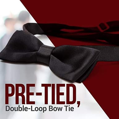 HOLD'EM Bow Tie For Mens Satin look Solid Color Adjustable Pre-tied - Men Grey - Image 2