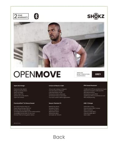 SHOKZ OpenMove - Open-Ear Bluetooth Sport Headphones, Bone Conduction Wireless Earphones, Sweatproof for Running and Workouts, with Sticker Pack, Grey - Image 11