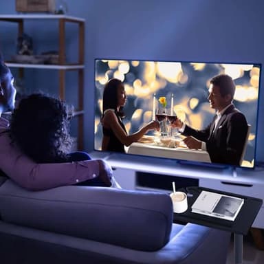 YUHFERA 360° Rotatable Sofa Tray Table for Couch Arm - Height Adjustable End Table for Bed or Chair with Phone & Tablet Slots, TV Tray Table, Side Table Tray for Small Spaces（Black,Arc） - Image 7