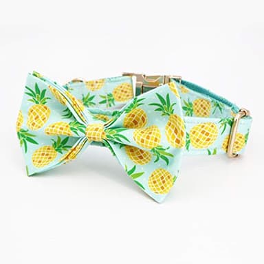Pineapple Dog Collar with Bow, Dog Bow Collar,Wedding Dog Collar (XS) - Image 6