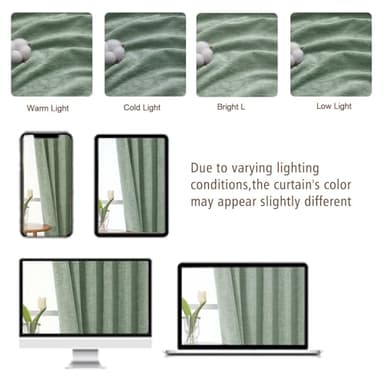 Chyhomenyc Chenille Sage Green Curtains 84 Inches Long 2 Panels, Light Filtering Luxury Window Curtains, Back Tab Privacy Soft Velvet Window Curtain Drapes for Bedroom Living Room, 40" Wx84 L - Image 5