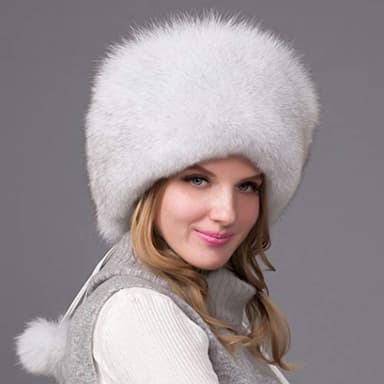 UMREN Women's Winter Warm Fox Fur Hat Cossack Russian Style Hat Caps with Stretch Picture - Image 2