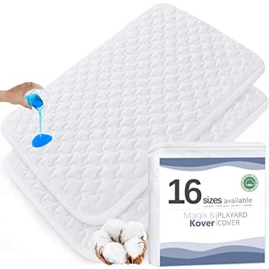 Mini Crib Mattress Protector Cover 38" x 24", 2 Pack Waterproof Mini Crib Mattress Pad Sheets for Babyletto, Dream On Me, Delta, Quilted Cotton Terry Surface - Image 1