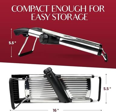 Gramercy Adjustable Mandoline Food Slicer, Mandoline Slicer for Kitchen, Mandolin, Potato, Tomato, Carrot, Vegetable, Fruit and Onion Cutter - Stainless Steel - INCLUDING 1 Pair Cut-Resistant Gloves - Image 5