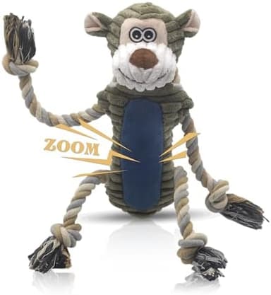 Funny Plush Dog Chew Toys, Squeaky Dog Toys, Interactive Tug of War Puppy Toys, Stuffed Dog Toys for Small, Medium and Large Dogs - Monkey - Image 2