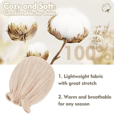 Pro Goleem Muslin Baby Mittens for Newborn, 100% Cotton No Scratch Soft Breathable Gloves for Boys and Girls 0-6 months - Image 6