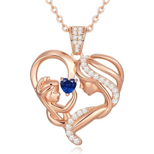Zifeel Mothers Day Gifts for Mom Wife Her Grandma, S925 Sterling Silver Birthstone Necklaces Jewelry for Women, Mother's Day Love Heart Pendant Necklace for Anniversary Birthday Christmas Day - Image 1