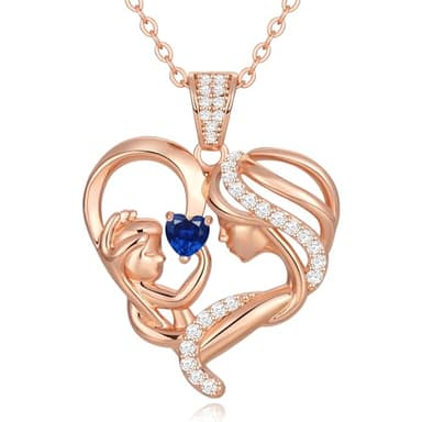 Zifeel Mothers Day Gifts for Mom Wife Her Grandma, S925 Sterling Silver Birthstone Necklaces Jewelry for Women, Mother's Day Love Heart Pendant Necklace for Anniversary Birthday Christmas Day - Image 1
