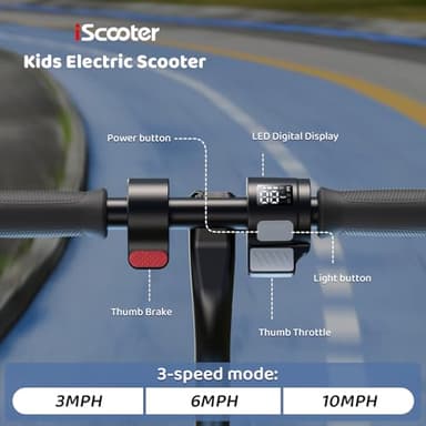 Kids Electric Scooter, 150W Motor, 3/6/10MPH Electric Scooter for Kids Ages 6-12, Double Brake, Magnetic Charging, Pedal Light for Boys/Girls (Black) - Image 3