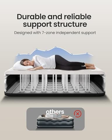 OhGeni Queen Air Mattress with Built in Pump, Inflatable Mattress Blow Up Bed 18 Raised Comfort,Upgraded Surface Portable Mattress, Air Bed for Camping, Home and Guest, Colchone Inflable, 650 lbs Max - Image 7