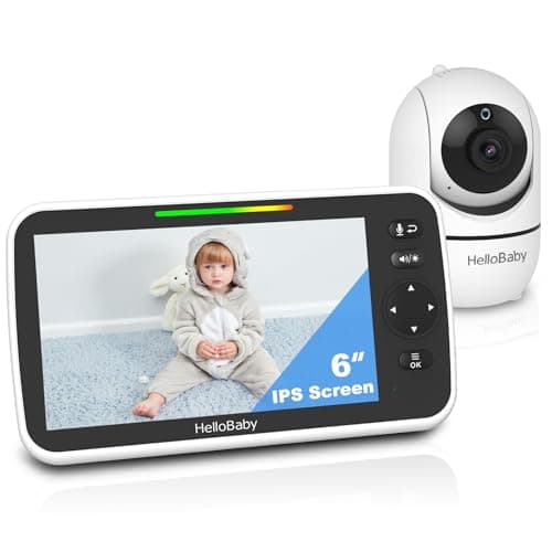 HelloBaby 6'' World First IPS 30H Battery Split-Screen Video Baby Monitor with Camera and Audio, No WiFi, Pan-Tilt-Zoom, VOX, 2-Way Talk, Night Vision, 8 Lullabies, 1000ft, for New Parents/Elderly - Image 1