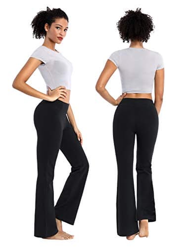 BUBBLELIME 29"/31"/33"/35" 4 Styles Women's Inner Pocket Bootcut Yoga Pants - Basic Cotton_Black M-37 Inseam - Image 3
