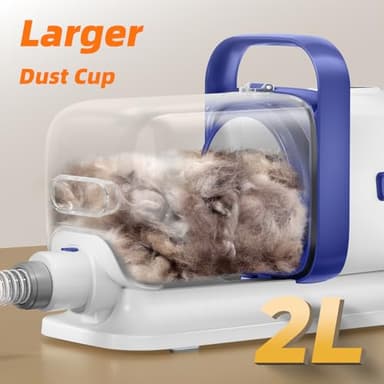 buenkee Dog Grooming Kit with Vacuum, All-in-One Pet Grooming Vacuum for Dogs and Cats, Low Noise Pet Hair Clipper & Shedding Brush, Dog Hair Remover, Cat Pet Groomer Set with Cleaning Brushes, White - Image 7