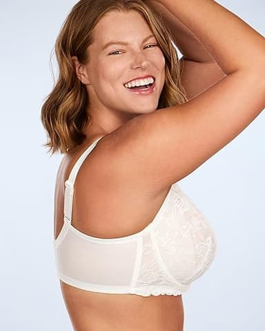 HSIA Minimizer Bras for Women Full Coverage, Unlined Lace Sexy Plus Size Underwire Bra for Large Breasts White - Image 4
