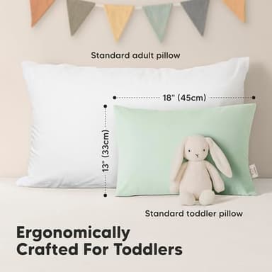KeaBabies 2-Pack Toddler Pillow 13x18 - Soft Organic Cotton Kids Travel Bed Pillows for Sleeping, School, Nap, Machine Washable, Toddlers 2 to 5, Pillowcase Sold Separately (Soft White) - Image 2