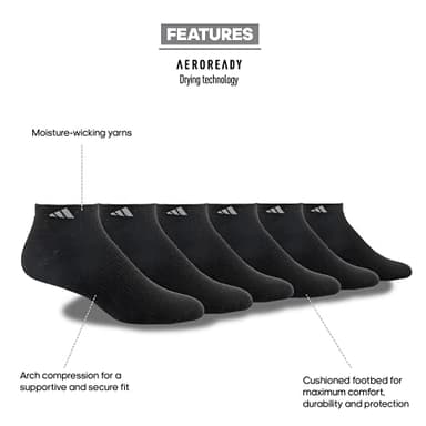 adidas Mens Athletic Cushioned Low Cut Ankle Socks (6-Pair Pack) - Image 2
