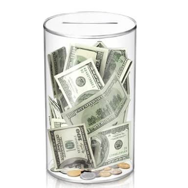 hizgo Adults Piggy Bank, Clear Piggy Bank for Adults/Kids Must Break to Open, Unopenable Acrylic Savings jar, Size 8" H x 5" Diameter(Medium) - Image 1