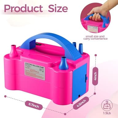 DECOCKRAT Balloon Pump - Electric Dual Nozzle Air Pump for Balloon, Portable Balloon Blower Save Time and Effort, Balloon Inflator for Parties and Decorations - 110V-120V, 600W, BluePink - Image 3
