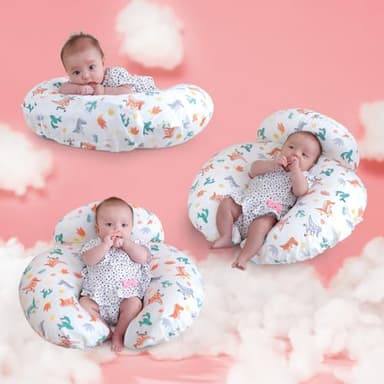 Nursing Pillow, More Support for Mom and Baby, Removable Cotton Cover and Colorful Animal Patterns, Machine Washable, Plus Size Baby Pillow, White - Image 9