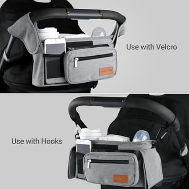 Momcozy Universal Stroller Organizer with Insulated Cup Holder Detachable Phone Bag & Shoulder Strap, Fits for Stroller like Uppababy, Baby Jogger, Britax, BOB, Umbrella and Pet Stroller - Image 5