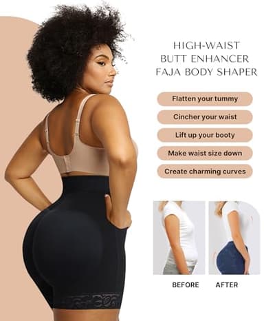 SHAPELLX Shapewear for Women Fajas Colombianas Moldeadoras Shapewear Tummy Control Shape wear Faja Shorts(Black,Large) - Image 3