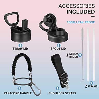 KXIAOCHEN Insulated Water Bottle, Stainless Steel Water Bottle, 2 Lids (Straw and Handle Lid),Wide Mouth Metal Water Bottles Keep Hot and Cold, Double Walled, Thermo Mug, Metal Canteen - Image 5